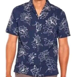 Gap Men's Shirt Size S Blue Floral Button Pocket Short Sleeve Cotton Seeksucker